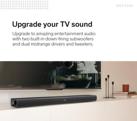 Denon DHT-C210 built-in subwoofer for deep bass.