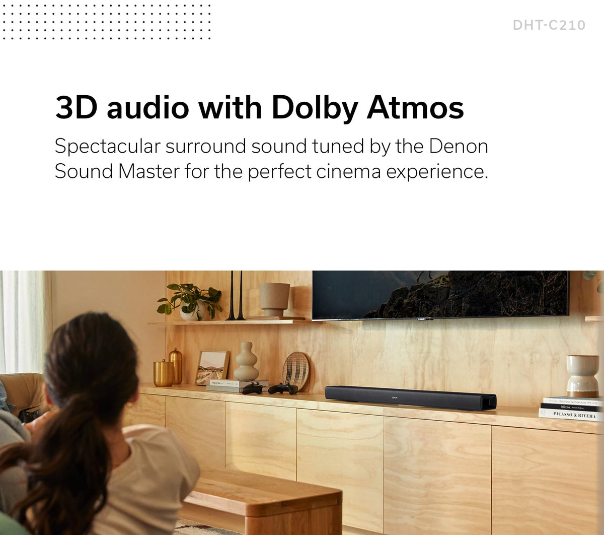 Denon DHT-C210 full-range sound for clear dialogue and music.