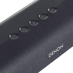Denon dialogue-enhancer feature clarifies spoken words for easy viewing.