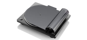 Denon DP-450USB dust cover doubles as display stand for flexible placement.
