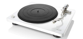 Denon DP400 front view highlighting sleek design for home listening
