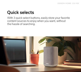 Denon Home 150 NV multi-room setup demonstrating synchronized playback across rooms.
