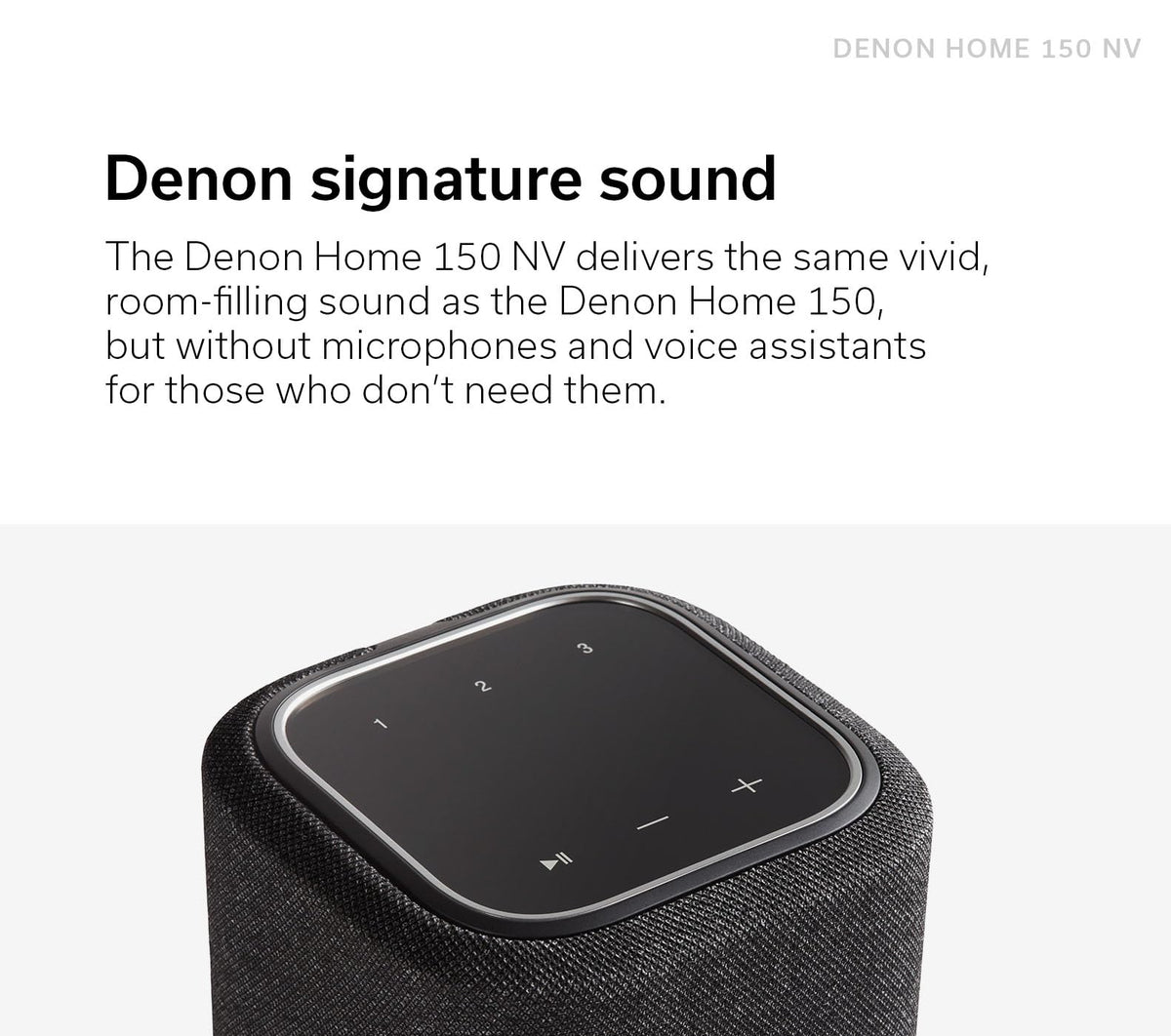 Denon Home 150 NV tweeter detail highlighting clear high frequencies