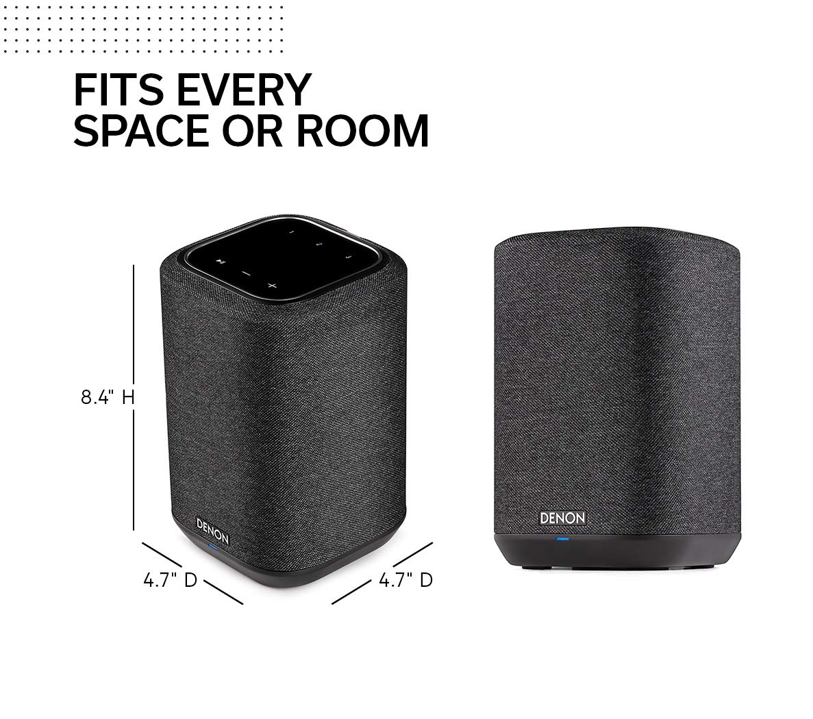 Denon Home 150 1-inch tweeter and 3.5-inch woofer detail