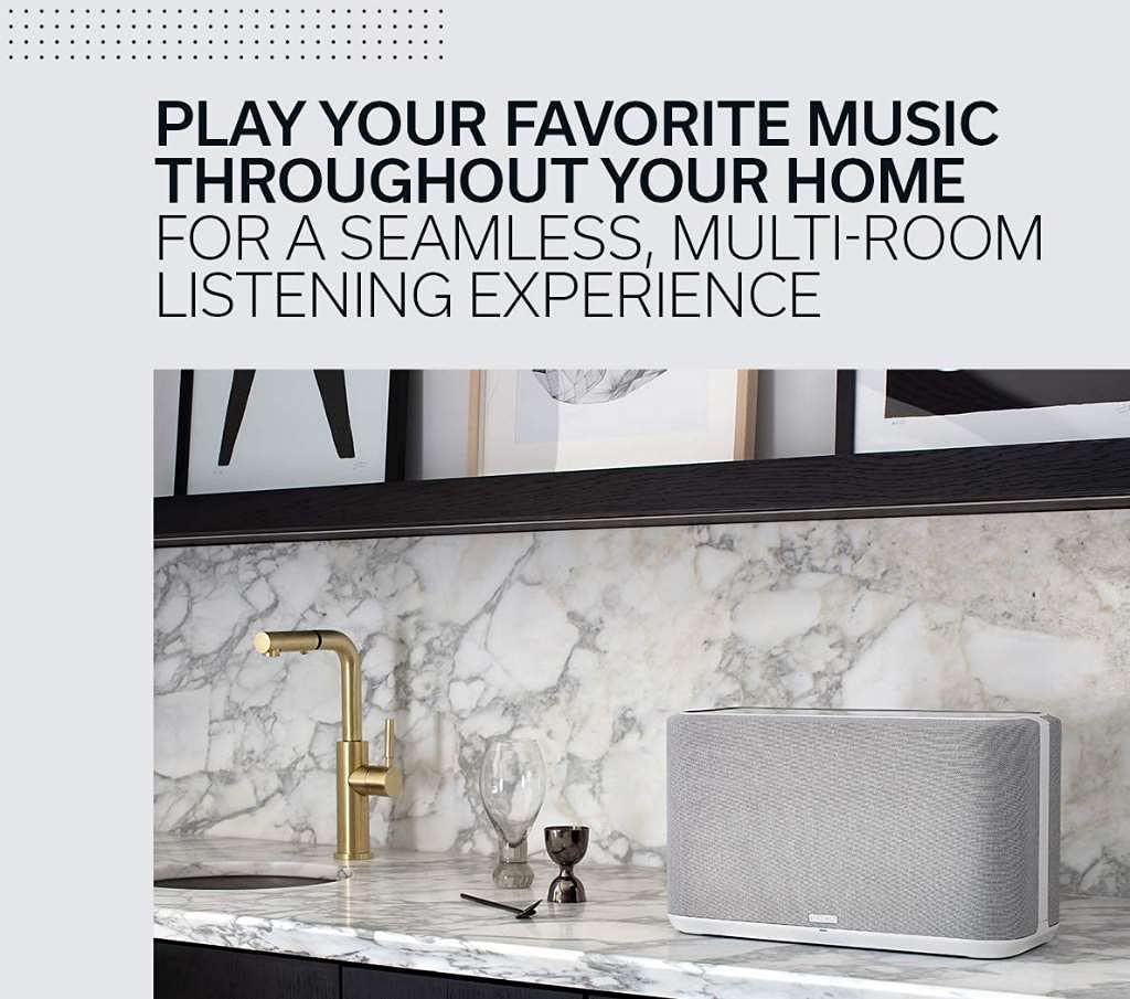 Denon Home 350 HEOS multi-room icon illustrating synchronized playback.