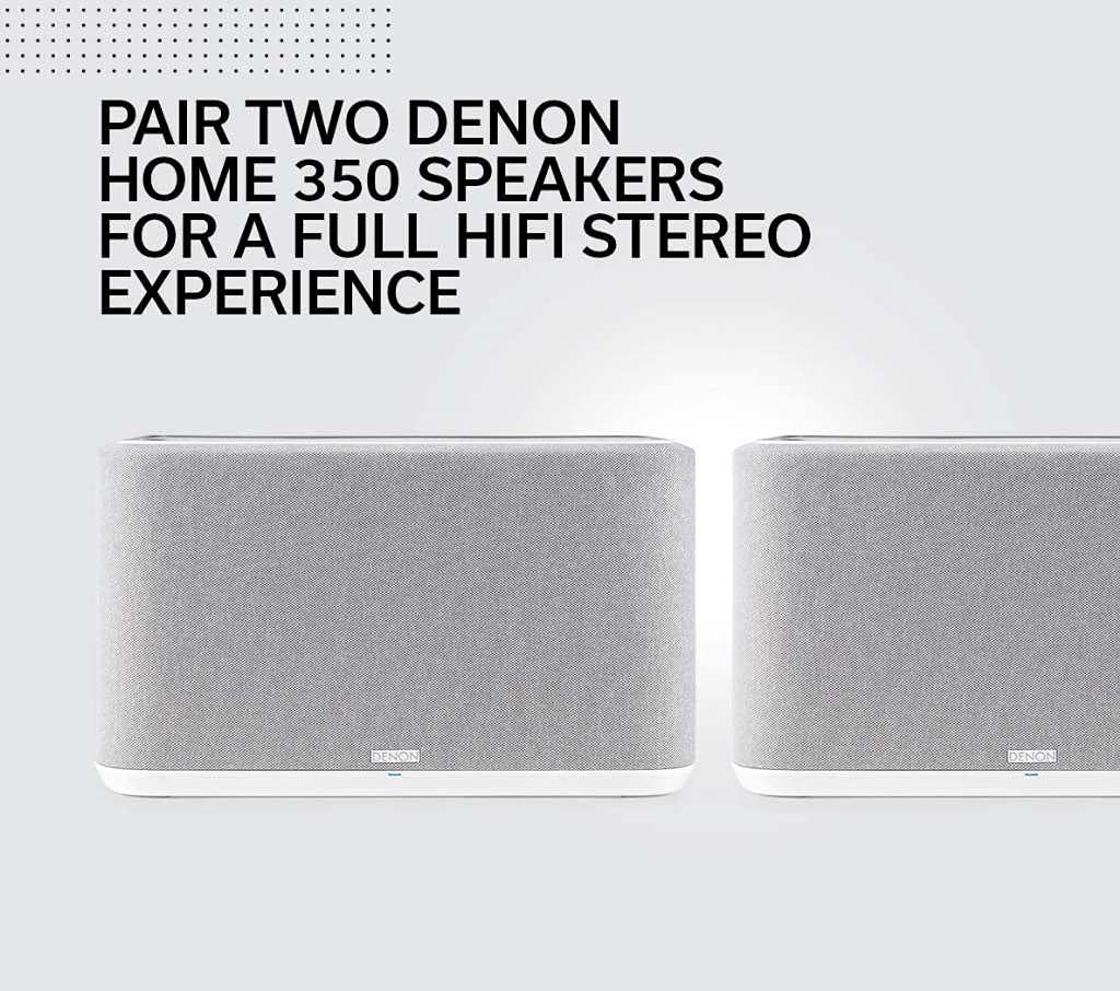 Denon Home 350 living room setup ready for multi-room streaming.
