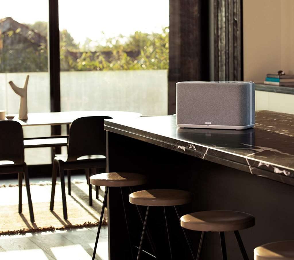 Denon Home 350 wireless setup in a quick-start living room.