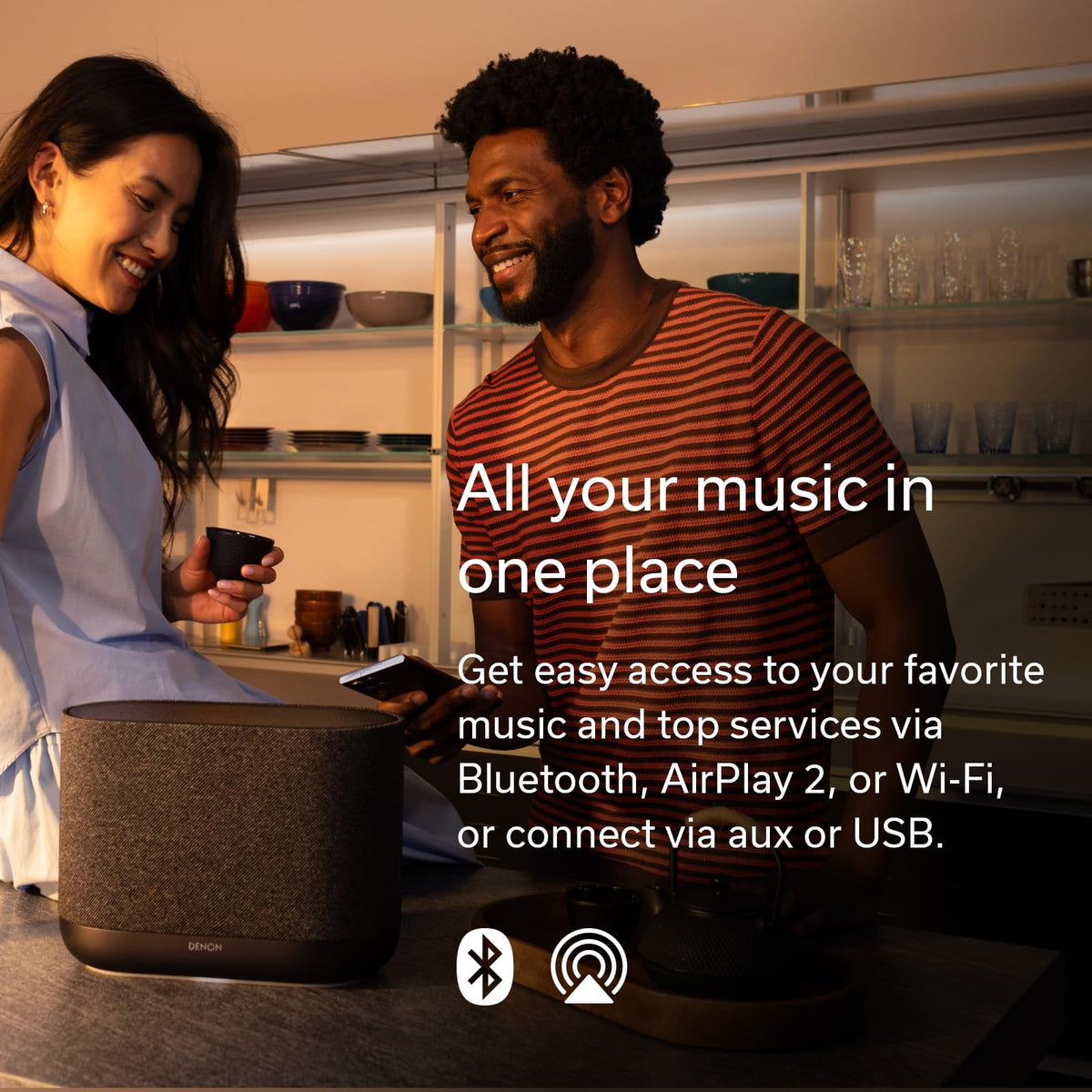 Denon Home 400 app control with HEOS for multiroom streaming.