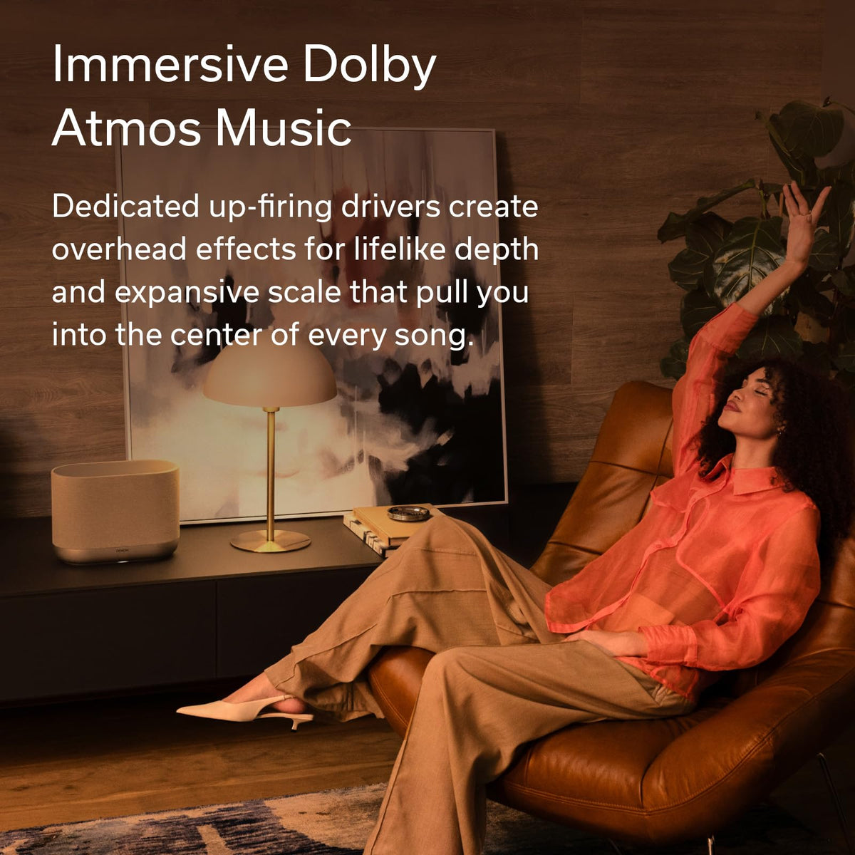 Denon Home 400 six-driver array highlights balanced highs, mids, and bass.