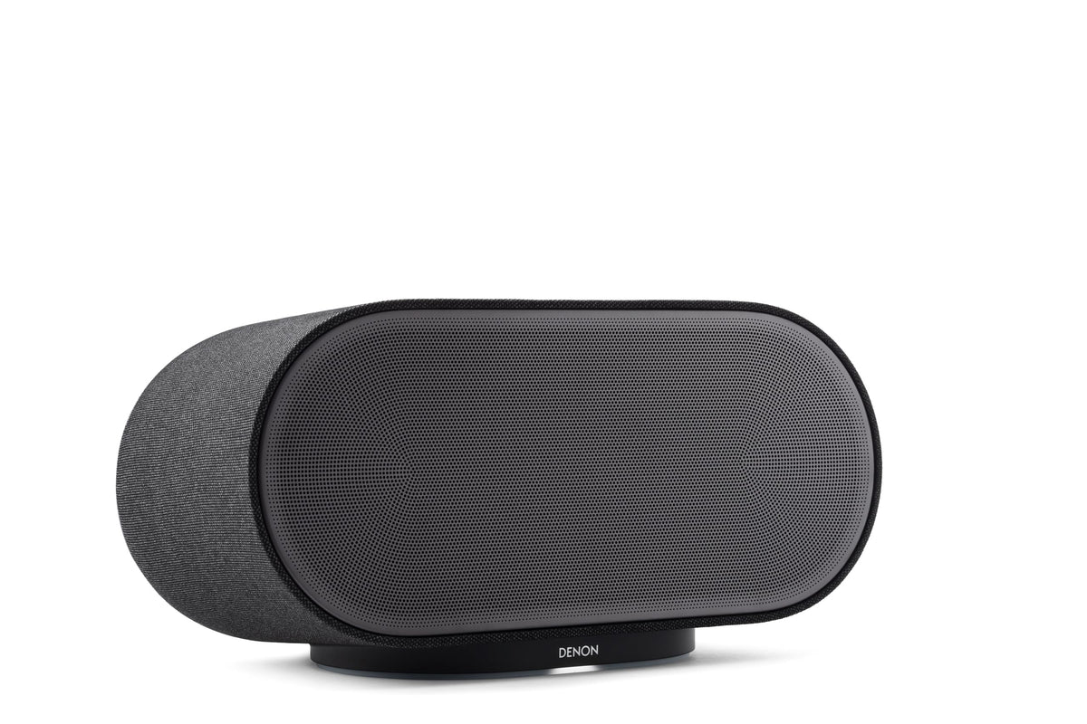 Denon Home 600 front view highlighting sleek design and wide, immersive sound.