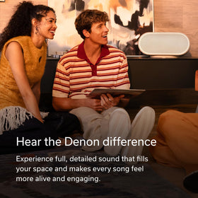 Denon Home 600 side view emphasizing compact profile and vertical driver array.
