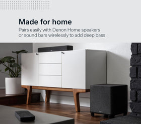 Denon Home Subwoofer easy plug-and-play setup and wireless connection.