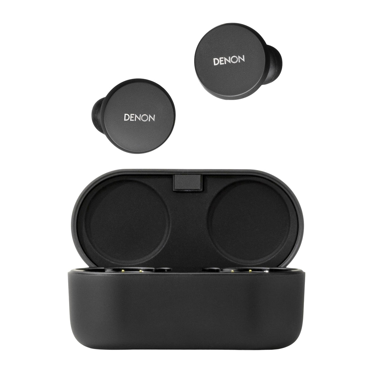 Denon PerL Earbuds case charging to stay powered on the go