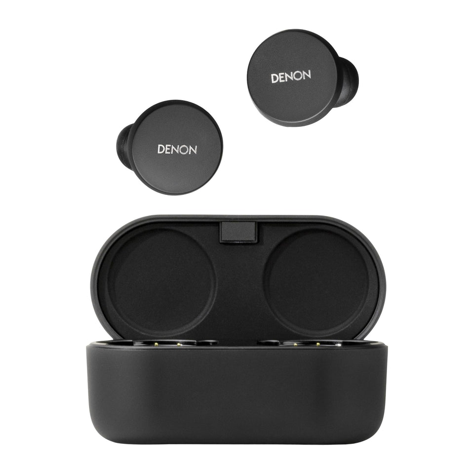 Denon PerL Earbuds case charging to stay powered on the go