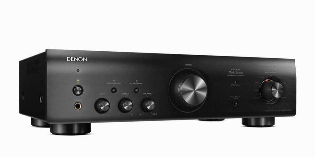 Denon PMA-600NE knob controls emphasize clean analog operation and easy tuning.