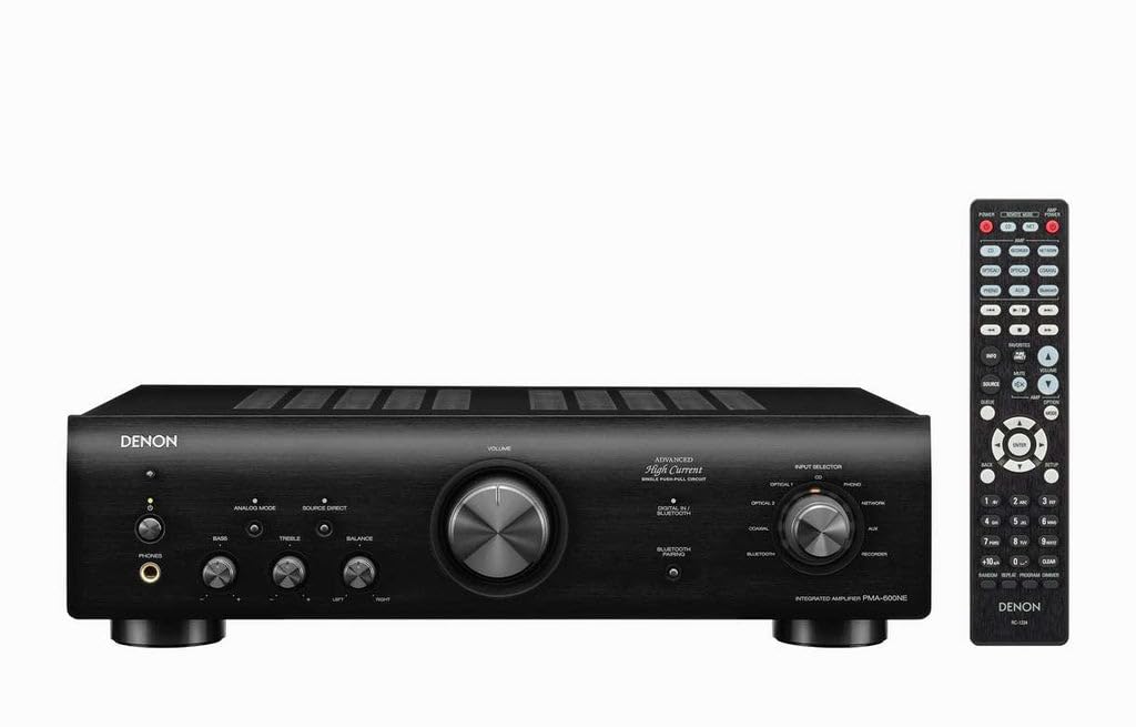 Denon PMA-600NE rear ports show optical and coax inputs for flexible digital connections.