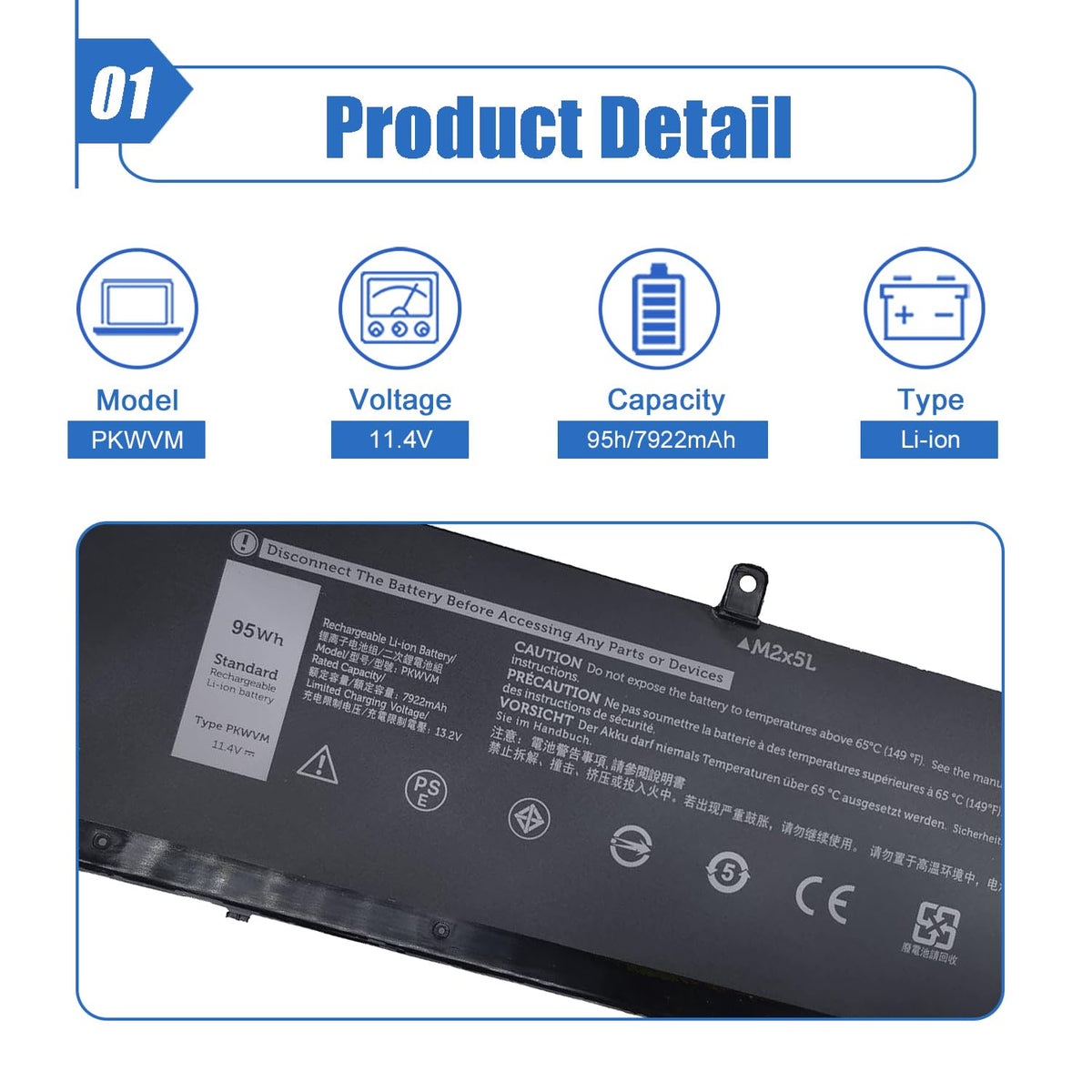Dentsing battery top label with voltage and P/Ns, helps confirm compatibility