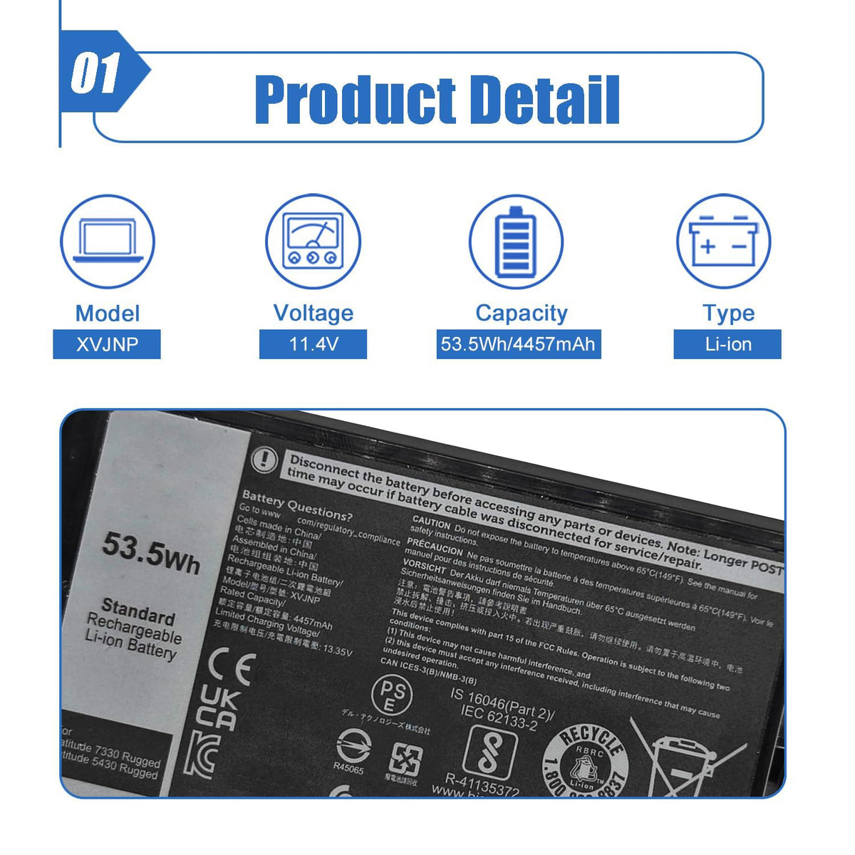 Dentsing Dell Latitude 7330 Rugged battery sustains on-site work