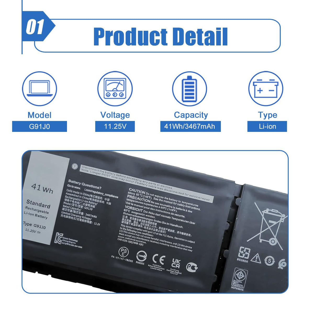 Dentsing battery connector and pins view illustrating proper laptop connection