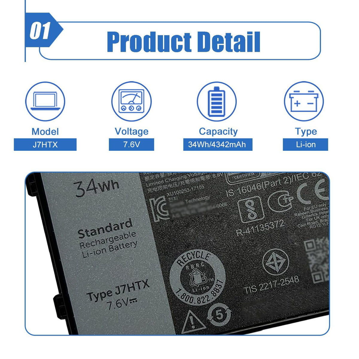 Dentsing J7HTX connector and label close-up ensuring correct compatibility