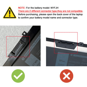Dentsing NYFJH label and specs close-up confirming 97Wh 11.4V capacity