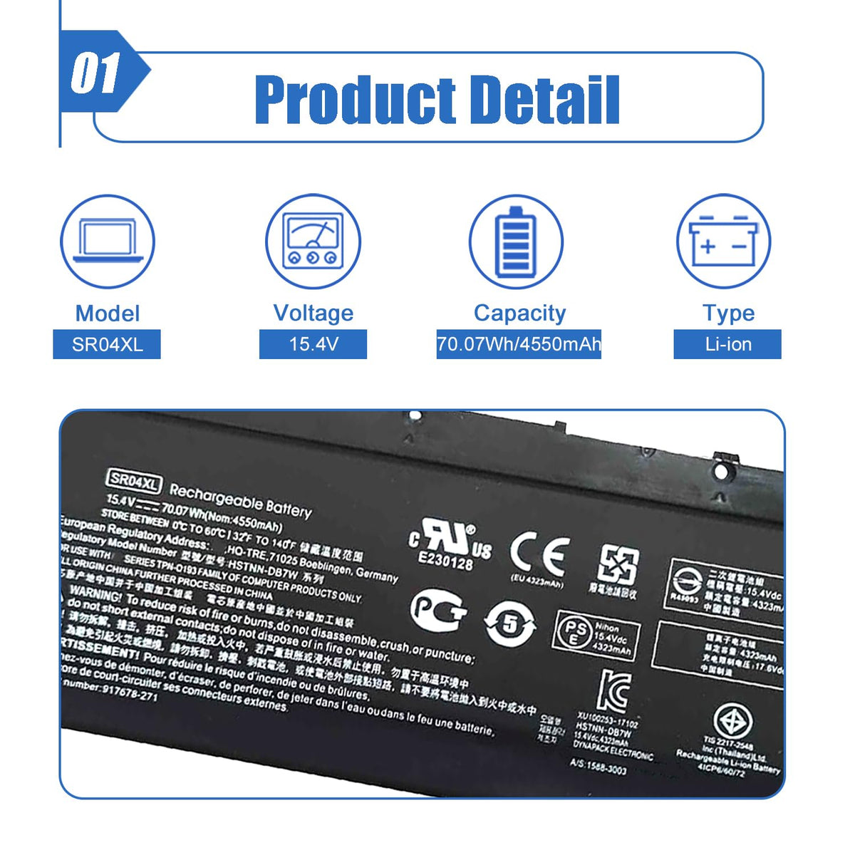 Dentsing SR04XL battery back view showing slim Li-ion design.