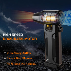 Deparee air duster with built-in LED light illuminating dark corners