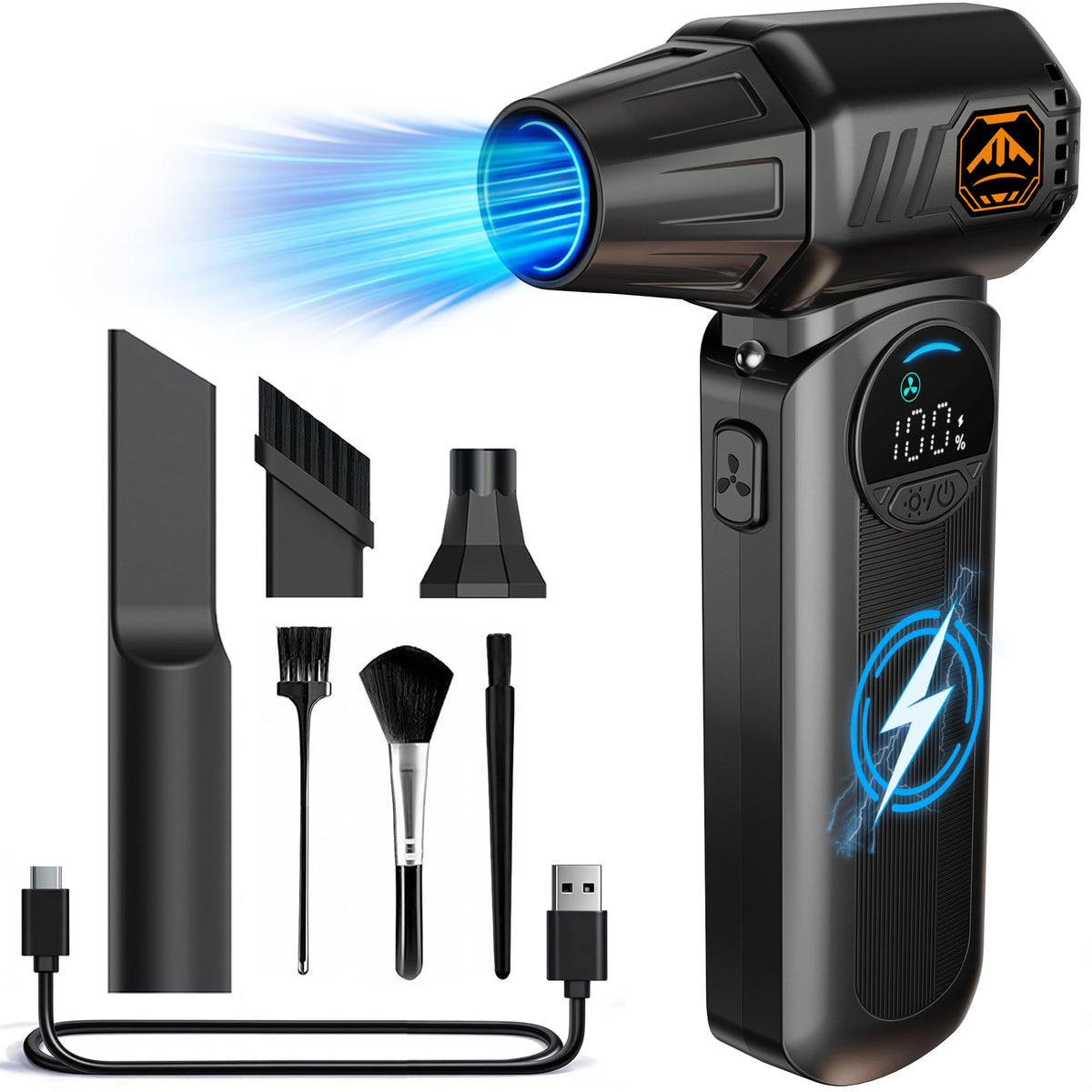 Deparee compressed air duster delivers powerful debris removal for keyboards and PC components.