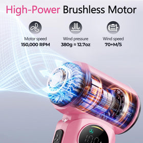 Deparee pink air duster car vents: helps clear dust from vents for better airflow.