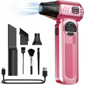 Deparee pink air duster keyboard: powerful airflow removes dust from keys and crevices.