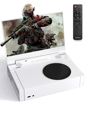 DEPGI 14-inch portable monitor beside Xbox Series S for on-the-go gaming.