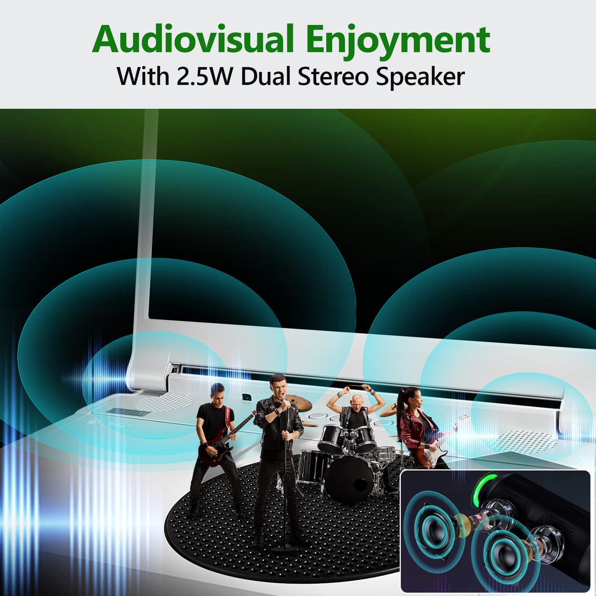 DEPGI 2.5W stereo speakers provide enhanced room-filling sound