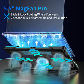DEPGI close-up of 5.5-inch sliding fan showing targeted airflow benefit