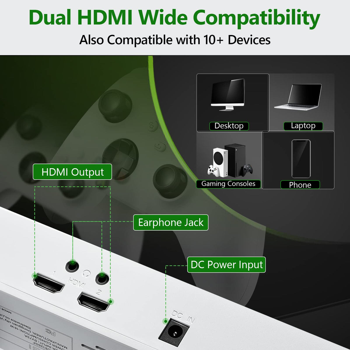 DEPGI dual headphone jacks enable multiplayer audio sharing
