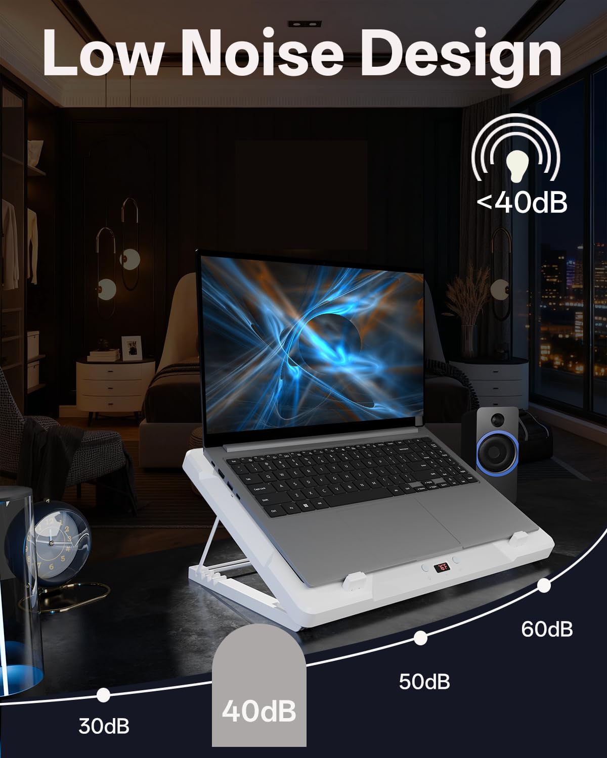 DEPGI ergonomic stand with height adjustments for comfortable viewing.