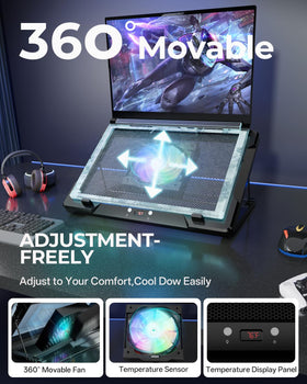 DEPGI cooling pad with eight RGB lighting modes for immersive gaming visuals.