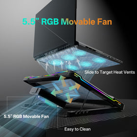 DEPGI close-up of 5.5-inch sliding fan targeting hotspots for better cooling