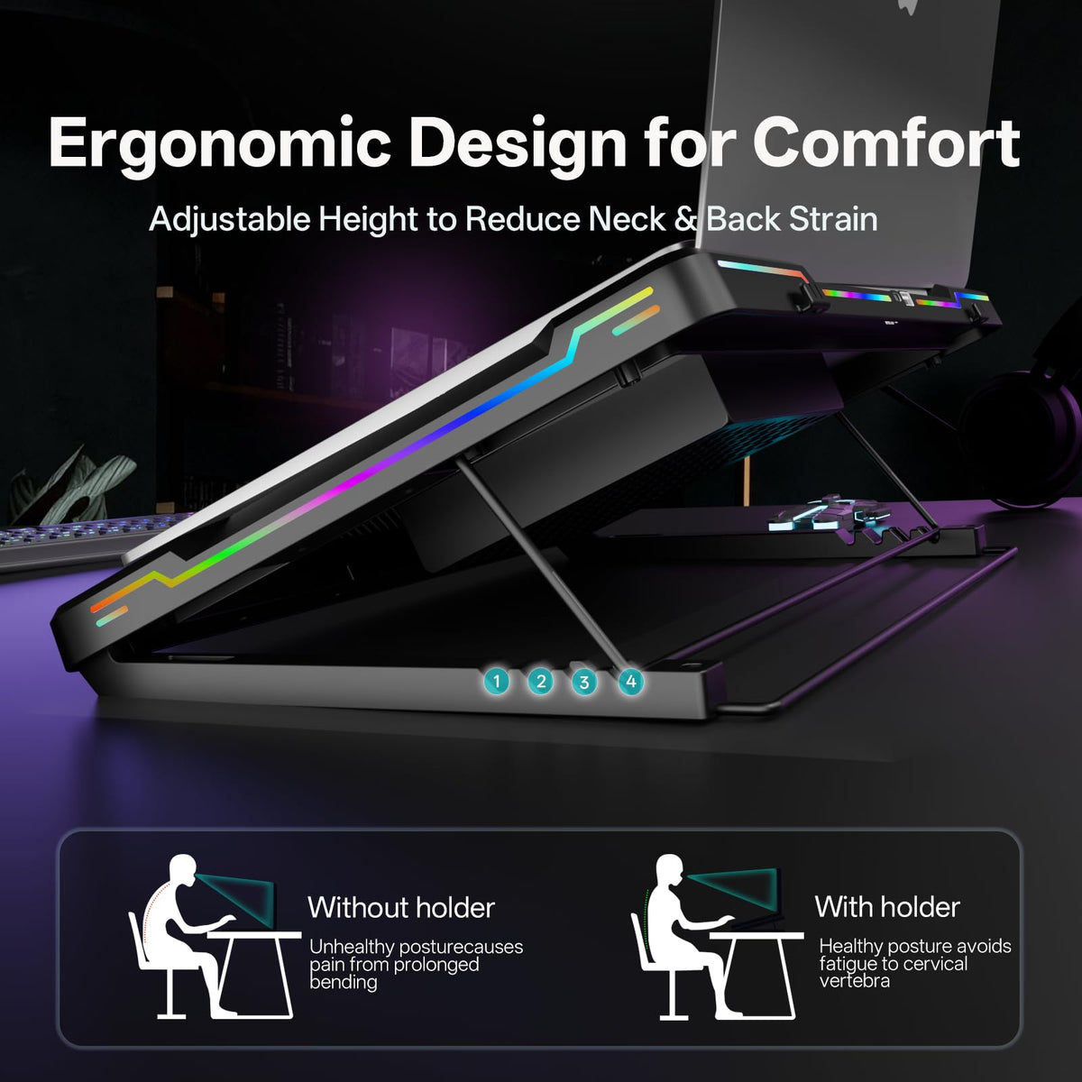 DEPGI top view aligning fan with laptop vents to optimize heat removal