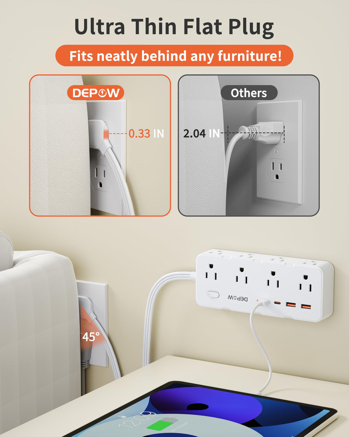 DEPOW 1700J surge protection guards electronics from spikes