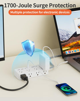 DEPOW 1700J surge protection guards electronics from surges.