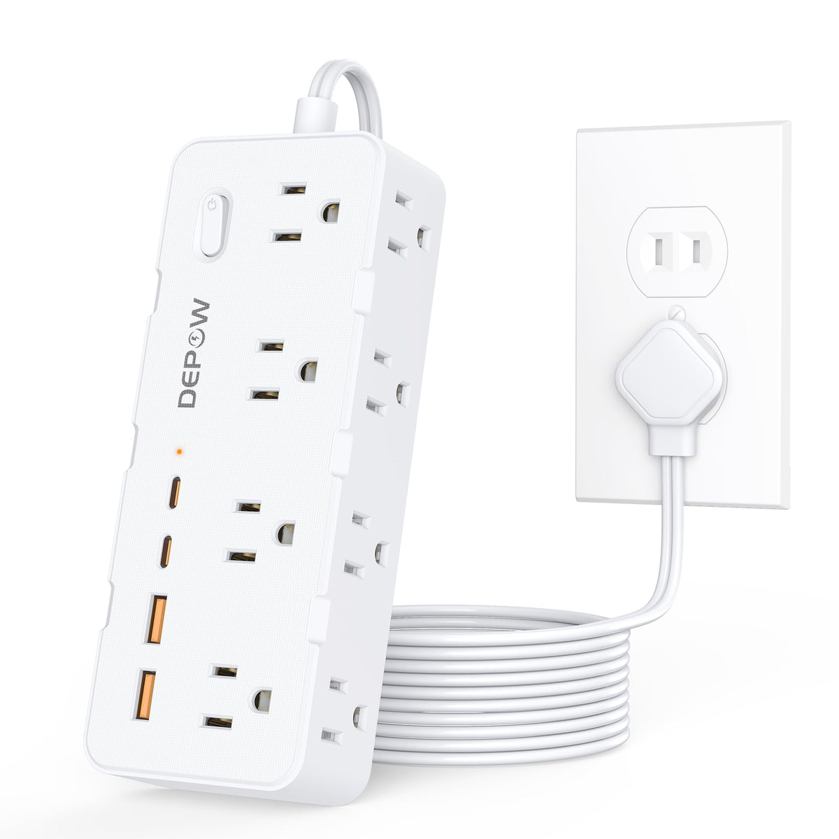 DEPOW 2-prong to 3-prong adapter ready for grounded outlet upgrade.