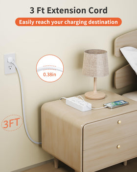 DEPOW 3-foot extension cord keeps cords tidy along walls