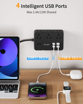DEPOW 5ft cord extension provides reach to distant outlets and reduces clutter.