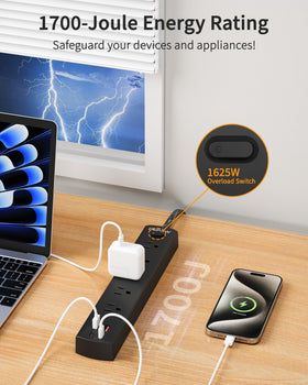 DEPOW 5 ft flat cable keeps cords neatly tucked and hidden.