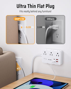 DEPOW 6 AC outlets power multiple devices at home or in the office.