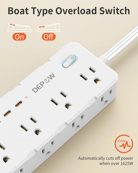 DEPOW 8 outlets and 4 USB ports for all devices