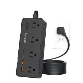 DEPOW black two-prong to three-prong adapter converts ungrounded outlets safely