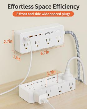 DEPOW braided 5ft cord provides durable, flexible power hookup.