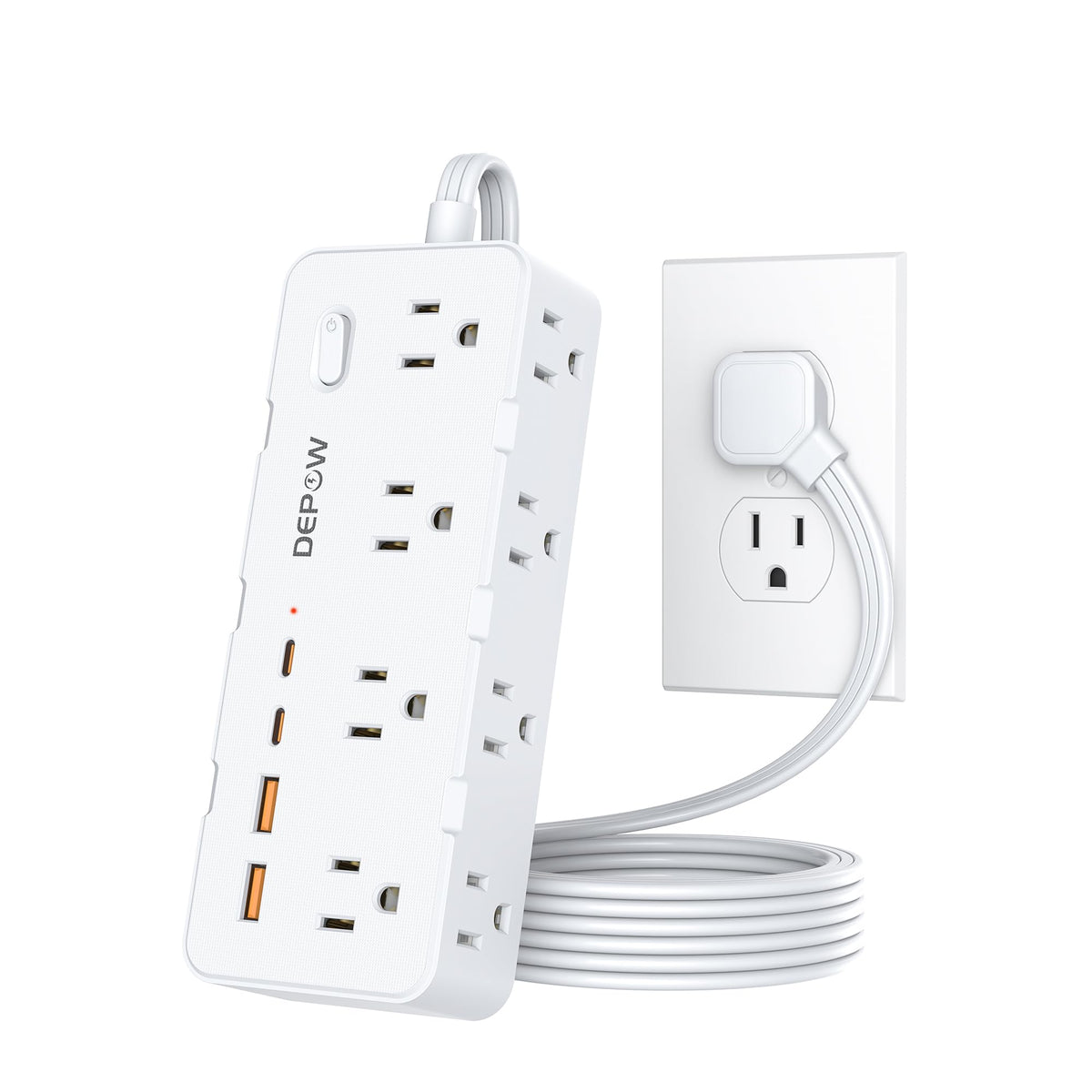 DEPOW power strip with multiple outlets for simultaneous device charging