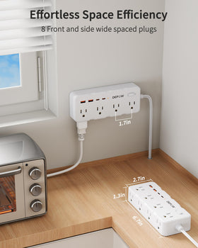 DEPOW flat plug with 90-degree angle fits behind furniture.